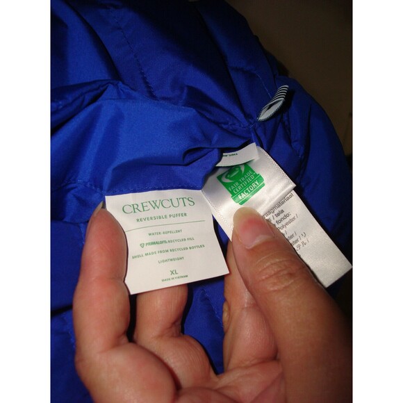 New NWOT J Crew KID Crewcuts Girls XL Reversible Puffer Coat Jacket Blue Aqua - Picture 10 of 16